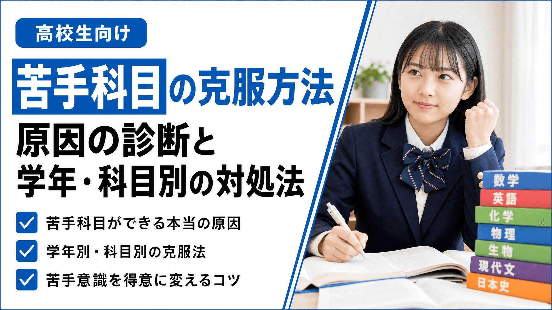 【高校生向け】苦手科目の克服方法｜原因の診断と学年・科目別の対処法