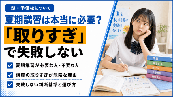 夏期講習は本当に必要か？「取りすぎ」で失敗しないための判断基準と選び方