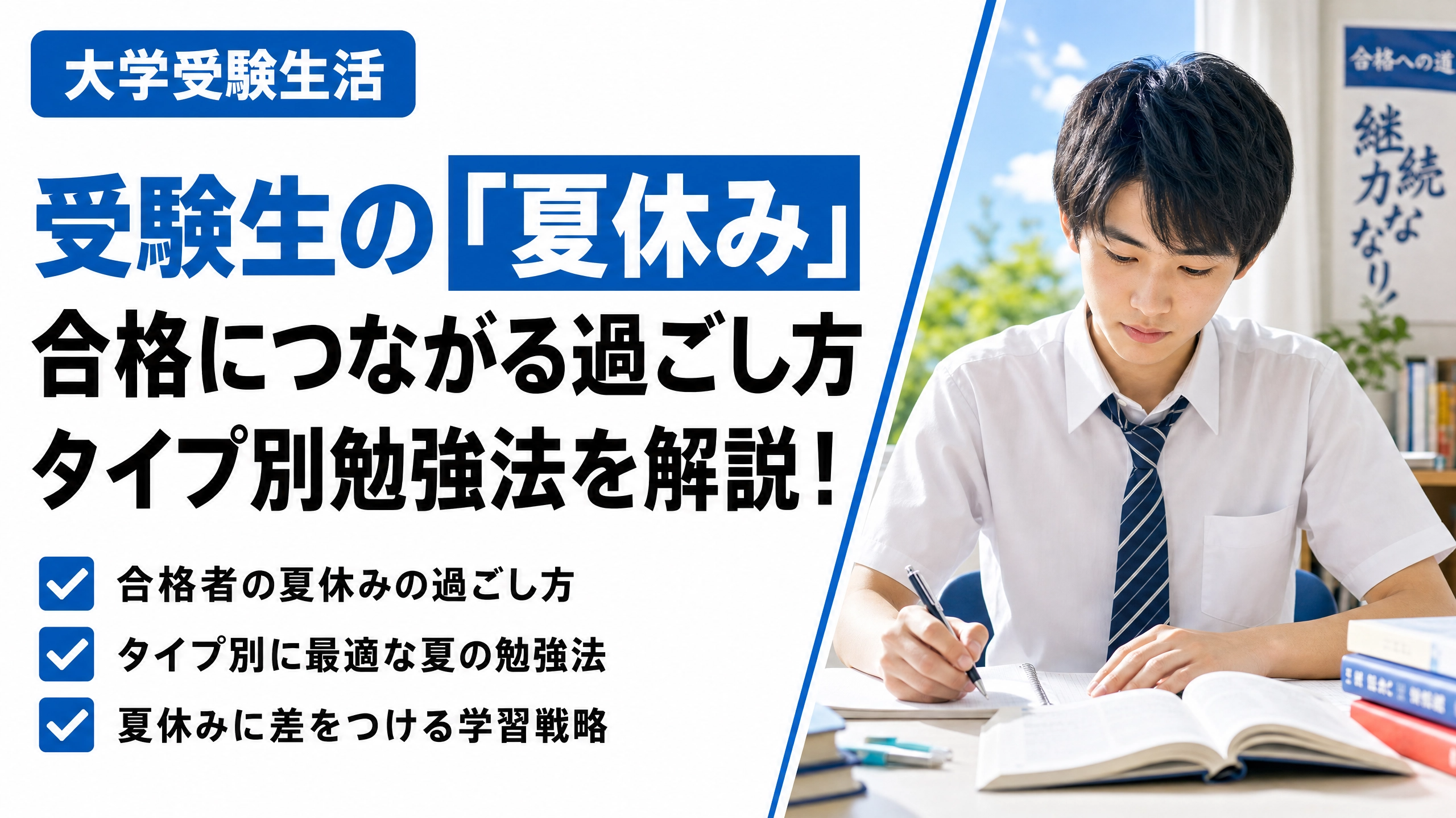 【受験生の夏休み】合格につながる過ごし方｜タイプ別の勉強法を解説