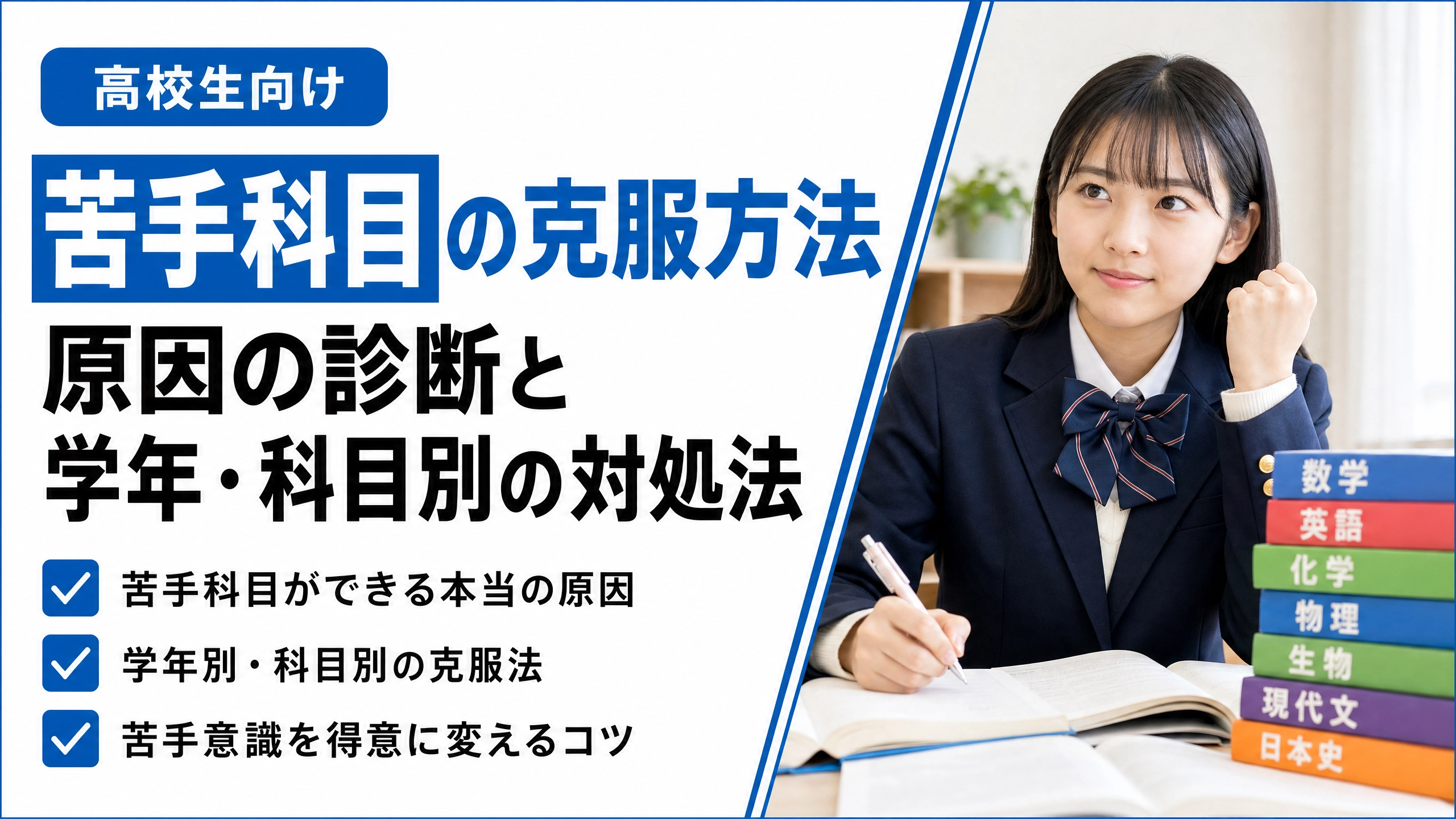 【高校生向け】苦手科目の克服方法｜原因の診断と学年・科目別の対処法
