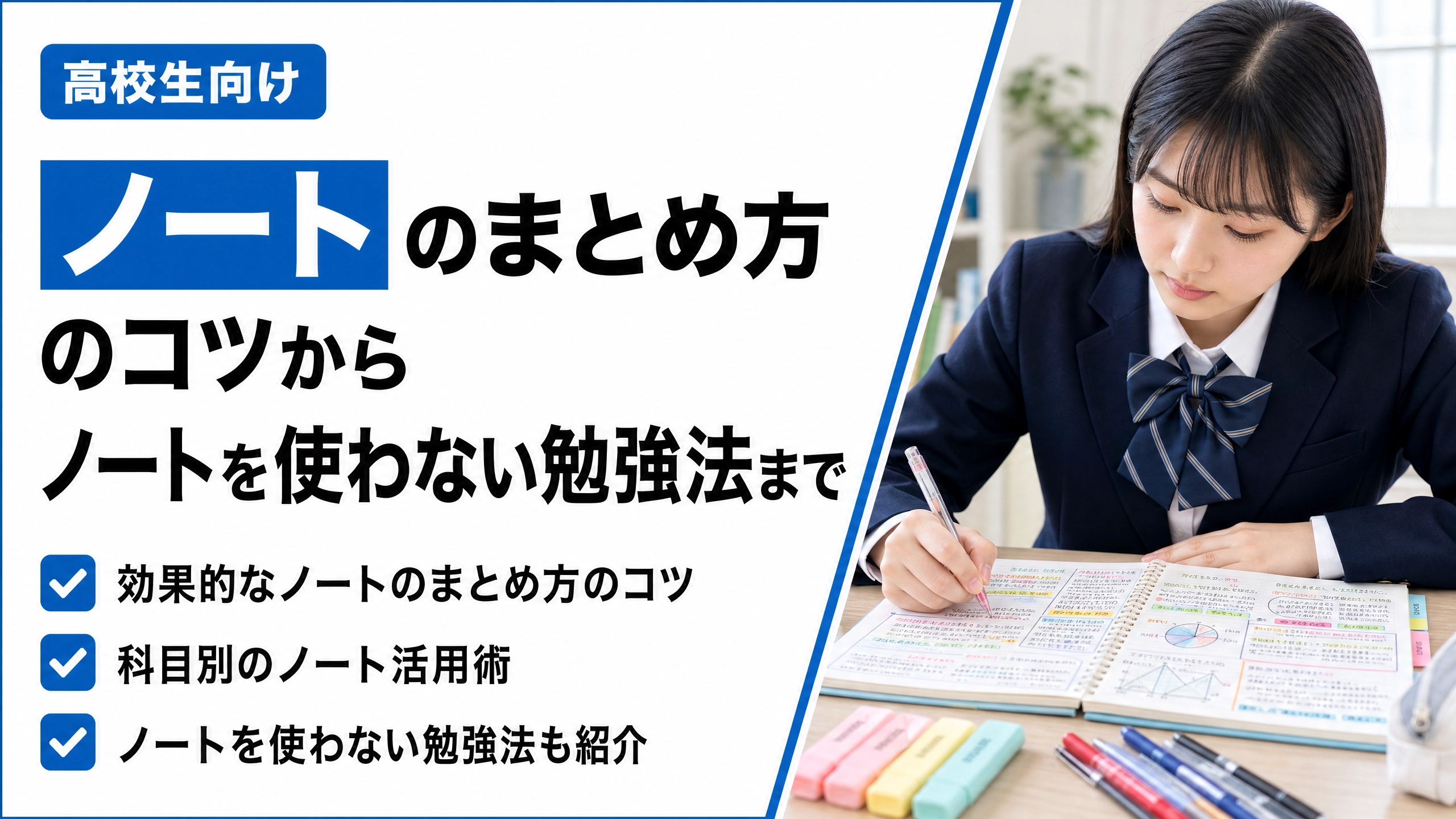 【高校生向け】ノートのまとめ方のコツからノートを使わない勉強法まで徹底解説