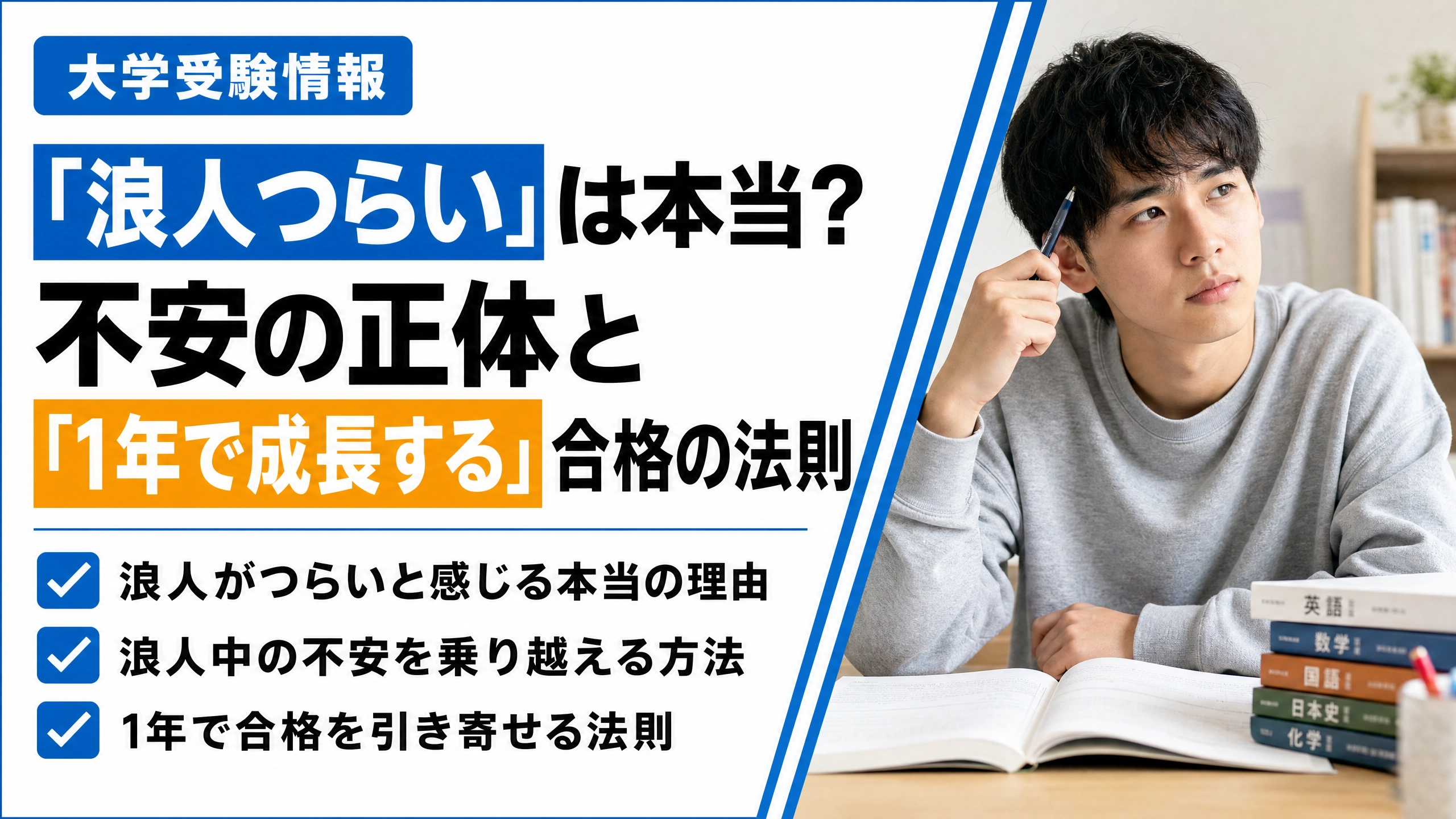 「浪人つらい」は本当？不安の正体と「1年で成長する」合格の法則